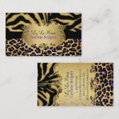 PixDezines VINTAG LEOPARD+ZEBRA+IMITATE+GOLD+LABEL Visitenkarte (Vorne/Hinten)