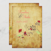 PixDezines Vintag Liebesvögel, Imitat-Pergament Einladung (Vorne/Hinten)