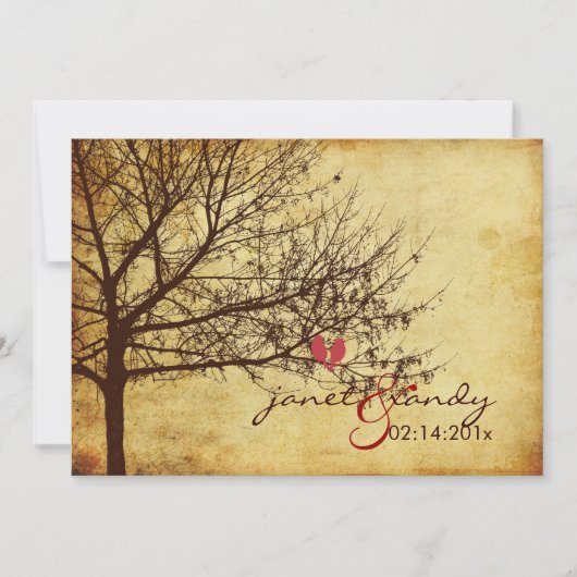 PixDezines VINTAG LOVE BIRDS Einladung (Vorderseite)