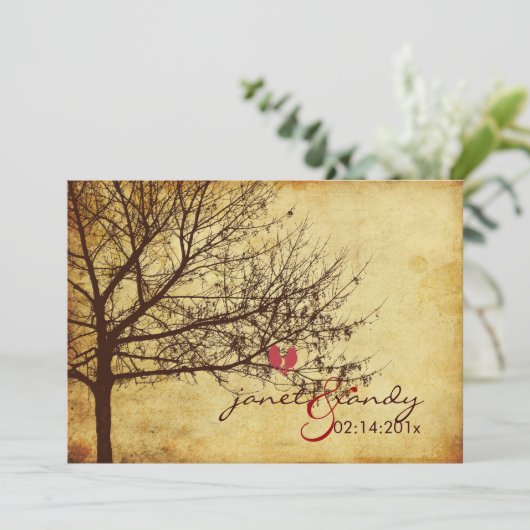 PixDezines VINTAG LOVE BIRDS Einladung (Stehend Vorderseite)