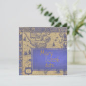 PixDezines Vintag Nautical World Map Einladung (Stehend Vorderseite)