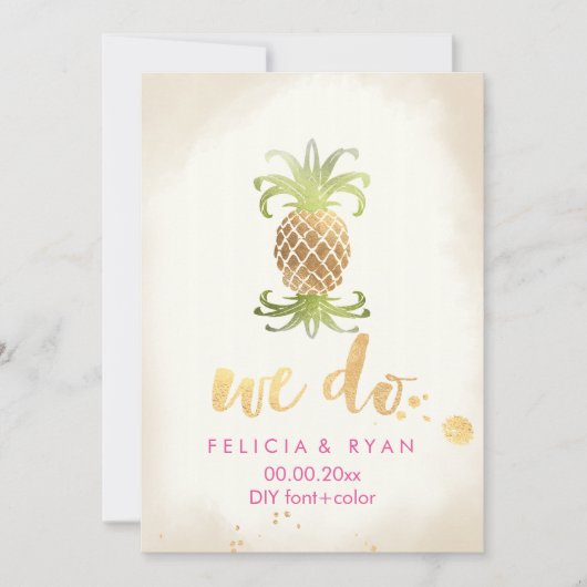 PixDezines Vintag Royal Hawaiian Pinapples Einladung (Vorderseite)