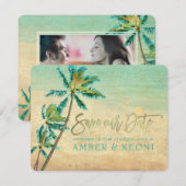 PixDezines Vintag Strand/Palmen Bäume/Save the Dat Save The Date (Vorne/Hinten)
