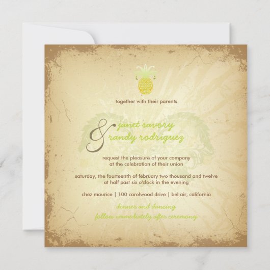 PixDezines Vintage Ananas Einladung (Rückseite)