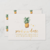 PixDezines Vintage Ananas/Imitate GoldrauschScript Save The Date (Vorne/Hinten)