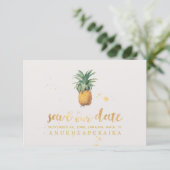 PixDezines Vintage Ananas/Imitate GoldrauschScript Save The Date (Stehend Vorderseite)
