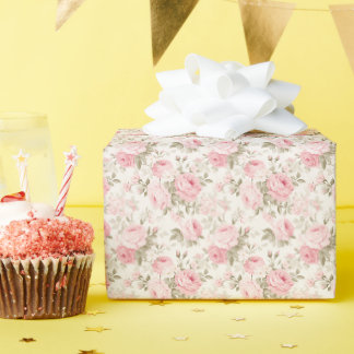 PixDezines Vintage Aquarell-Rosen Blassrosa Geschenkpapier