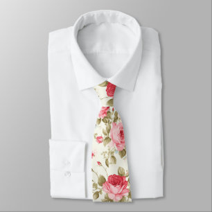 PixDezines Vintage Aquarell-Rosen Blassrosa Krawatte