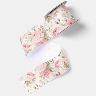 PixDezines Vintage Aquarell-Rosen Blassrosa Satinband