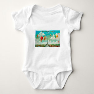 PixDezines Vintage Ballons/Eiffel/Paris Baby Strampler