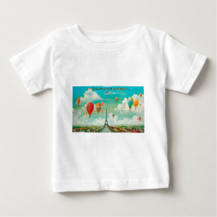 PixDezines Vintage Ballons/Eiffel/Paris Baby T-shirt