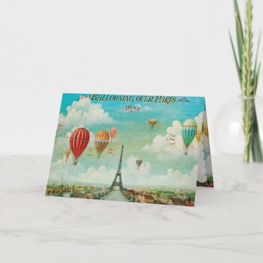 PixDezines Vintage Ballons/Eiffel/Paris Karte (Vorderseite)