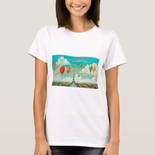 PixDezines Vintage Ballons/Eiffel/Paris T-Shirt