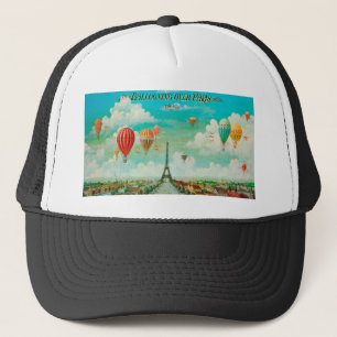PixDezines Vintage Ballons/Eiffel/Paris Truckerkappe