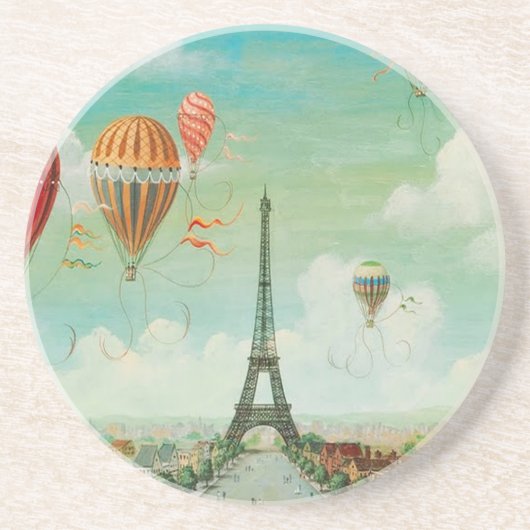 PixDezines Vintage Ballons/Eiffel/Paris Untersetzer (Vorne)