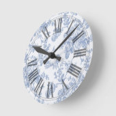 PixDezines Vintage Blue Roses Runde Wanduhr (Winkel)