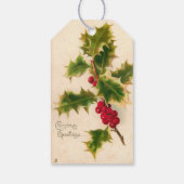 PixDezines Vintage Christmas Holly Geschenkanhänger (Rückseite)