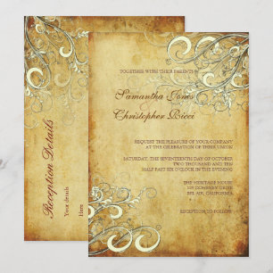 PixDezines VINTAGE CREAM SWIRLS HOCHZEITSEINLADUNG Einladung