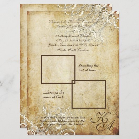 PixDezines Vintage Creme-Wirbel Einladung (Vorne/Hinten)