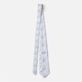 PixDezines Vintage Dusty Blue Toile Roses  Krawatte (Rückseite)