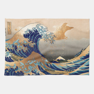 PixDezines Vintage Great Wave Hokusai 葛飾北斎の神奈川沖浪 Geschirrtuch
