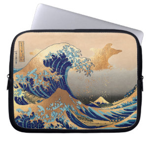 PixDezines Vintage Great Wave Hokusai 葛飾北斎の神奈川沖浪 Laptopschutzhülle