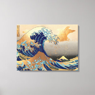 PixDezines Vintage Great Wave Hokusai 葛飾北斎の神奈川沖浪 Leinwanddruck