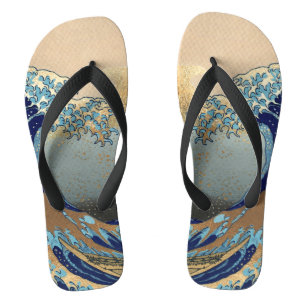 PixDezines Vintage, Große Welle, Hokusai 葛飾北斎の神奈川沖 Badesandalen