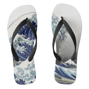 PixDezines Vintage, Große Welle, Hokusai 葛飾北斎の神奈川沖 Badesandalen