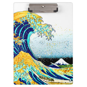 PixDezines Vintage, Große Welle, Hokusai 葛飾北斎の神奈川沖 Klemmbrett