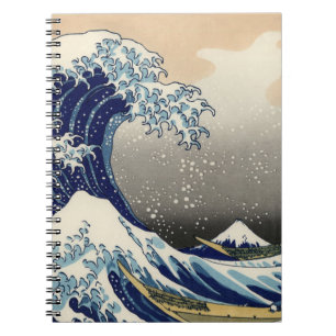 PixDezines Vintage, Große Welle, Hokusai 葛飾北斎の神奈川沖 Notizblock