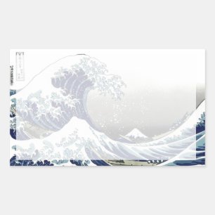 PixDezines Vintage, Große Welle, Hokusai 葛飾北斎の神奈川沖 Rechteckiger Aufkleber