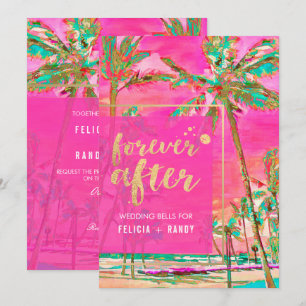 PixDezines Vintage Hawaiian Beach/Rosa/Türkis Einladung