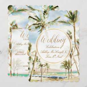 PixDezines Vintage Hawaiian Strand/Hellblau Einladung