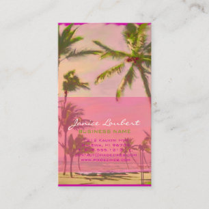 PixDezines Vintage Hawaiian Strand Szene/Rosa Visitenkarte