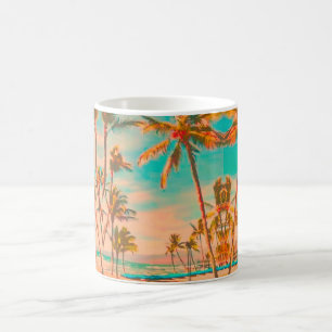 PixDezines Vintage Hawaiian Strand/Teal Kaffeetasse