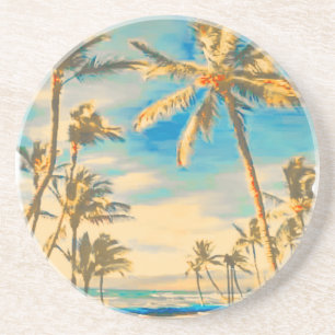 PixDezines Vintage hawaiische Strand-Szene Getränkeuntersetzer