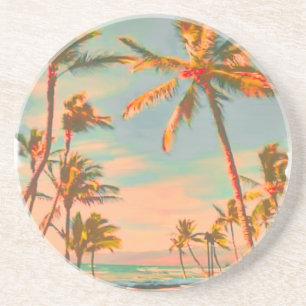 PixDezines Vintage hawaiische Strand-Szene Sandstein Untersetzer