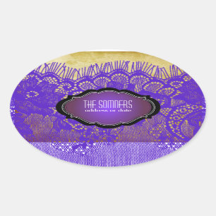 PixDezines Vintage Imitate Spitzen-/ DIY-Hintergru Ovaler Aufkleber