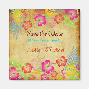 PixDezines Vintage Leis Hibiskus, Datum speichern Magnet