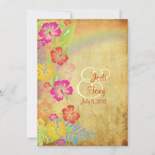 PixDezines vintage/Leis/Luau/Hibiskus+Regenbogen Einladung