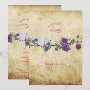 PixDezines Vintage Liebesvögel/Lilie Einladung
