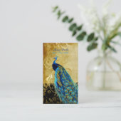 PixDezines Vintage lila Pfau+Spitzen/Schriftart Visitenkarte (Stehend Vorderseite)