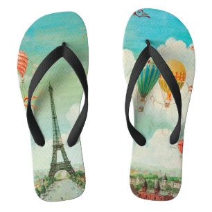 PixDezines vintage Luftballons/eiffel/paris Badesandalen