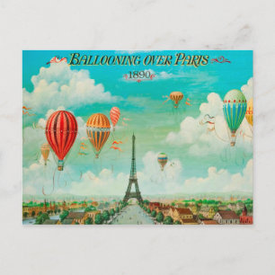 PixDezines Vintage-Luftballons über Paris Postkarte