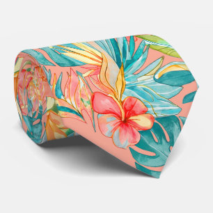 PixDezines Vintage Lush H2 Hawaii Florale Foliage Krawatte