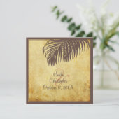 PixDezines Vintage Palmfronten/Imitat-Pergament Einladung (Stehend Vorderseite)