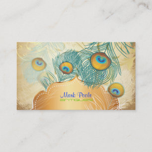 PixDezines vintage Pfau+filigrane Schwünge Visitenkarte
