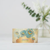 PixDezines Vintage Pfau+filigrane Wirbel Visitenkarte (Stehend Vorderseite)