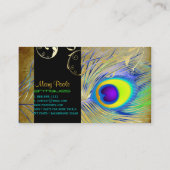 PixDezines Vintage Pfau+filigrane Wirbel Visitenkarte (Rückseite)